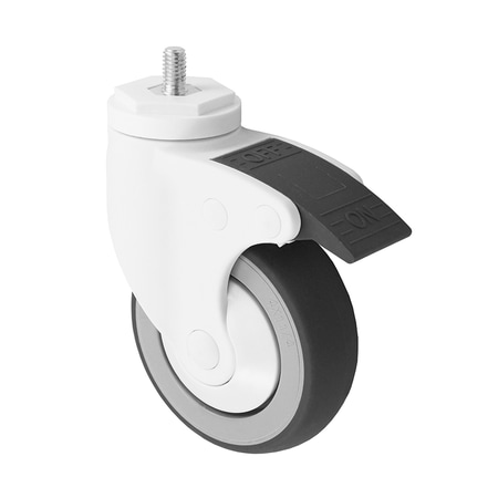Durastar 4" White Nylon Body Caster, Swvl; Total- Lock Brake;4-1/4" Thermoplast 29TL414DPR35X-30C
